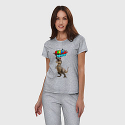 Пижама хлопковая женская Super Mario Odyssey Dinosaur Nintendo, цвет: меланж — фото 2