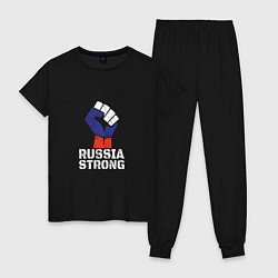 Пижама хлопковая женская Russia Strong, цвет: черный