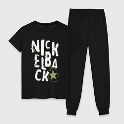 Пижама хлопковая женская Nickelback рок группа, цвет: черный