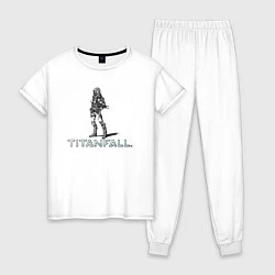 Пижама хлопковая женская TITANFALL PENCIL ART титанфолл, цвет: белый