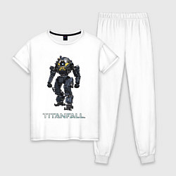 Пижама хлопковая женская TITANFALL ROBOT ART титанфолл, цвет: белый