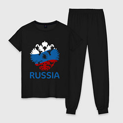 Пижама хлопковая женская Russia, цвет: черный