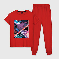 Пижама хлопковая женская Джотаро Куджо из ДжоДжо, цвет: красный