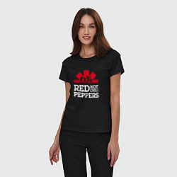 Пижама хлопковая женская RHCP Logo Red Hot Chili Peppers Logo, цвет: черный — фото 2