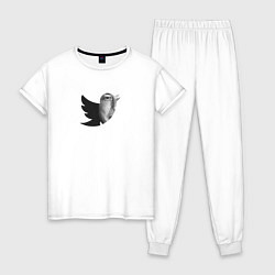Пижама хлопковая женская Илон Маск купил Твиттер, цвет: белый