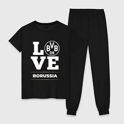 Пижама хлопковая женская Borussia Love Classic, цвет: черный