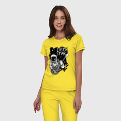 Пижама хлопковая женская Lost stars Space music, цвет: желтый — фото 2