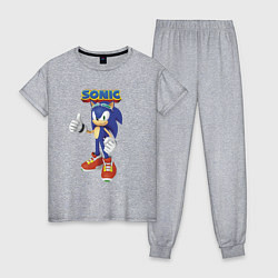Пижама хлопковая женская Sonic Hedgehog Video game!, цвет: меланж