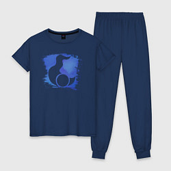 Пижама хлопковая женская Знак Тзинча пятно, цвет: тёмно-синий