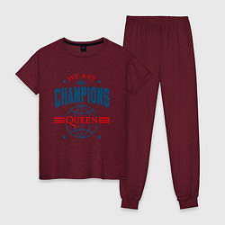Пижама хлопковая женская QUEEN WE ARE THE CHAMPIONS, цвет: меланж-бордовый