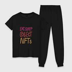 Пижама хлопковая женская Eat Sleep Collect NFTs, цвет: черный