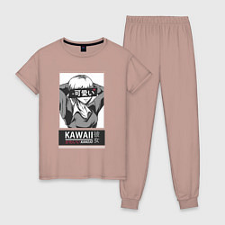 Пижама хлопковая женская Kawaii Girl - девушка Kanojo - Кадзуя Киносита, цвет: пыльно-розовый
