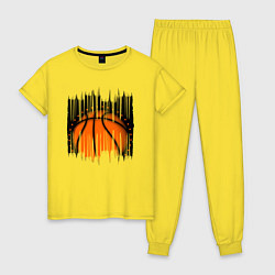 Пижама хлопковая женская Баскетбольный мяч в разрыве, цвет: желтый