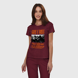 Пижама хлопковая женская GUNS-N-ROSES АФИША, цвет: меланж-бордовый — фото 2