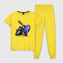 Пижама хлопковая женская Yamaha racing team Racer, цвет: желтый