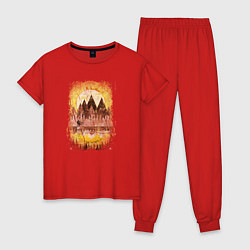 Пижама хлопковая женская Vintage mtb trails, цвет: красный