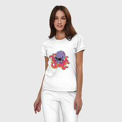 Пижама хлопковая женская Skull Octopus, цвет: белый — фото 2