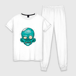 Пижама хлопковая женская Fear Zombie, цвет: белый