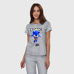 Пижама хлопковая женская Sonic the Hedgehog 2022, цвет: меланж — фото 2