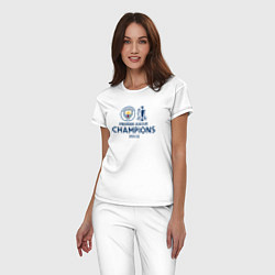 Пижама хлопковая женская MANCHESTER CITY CHAMPIONS 202122, цвет: белый — фото 2