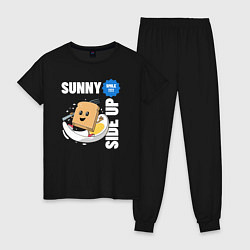 Пижама хлопковая женская Sunny side up, цвет: черный