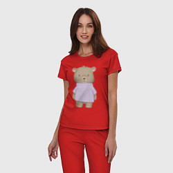 Пижама хлопковая женская Милый Медвежонок В Кофте, цвет: красный — фото 2