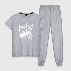 Пижама хлопковая женская Draw white logo - Ant, цвет: меланж