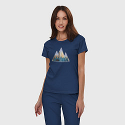 Пижама хлопковая женская Деревянные горы, цвет: тёмно-синий — фото 2
