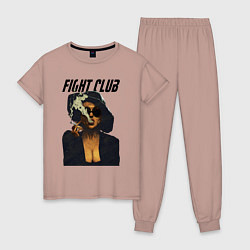 Пижама хлопковая женская Fight Club - Marla Singer, цвет: пыльно-розовый