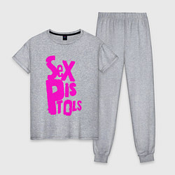Пижама хлопковая женская Огромная надпись Sex Pistols, цвет: меланж