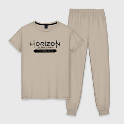 Пижама хлопковая женская Horizon forbidden west - logo, цвет: миндальный