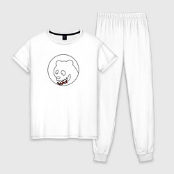 Пижама хлопковая женская Забавный медведь, цвет: белый
