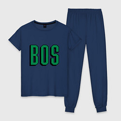 Пижама хлопковая женская BOS - Boston, цвет: тёмно-синий