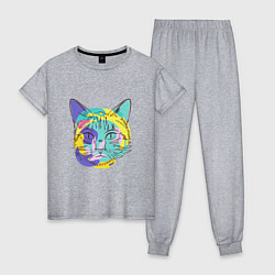 Пижама хлопковая женская COLORED CAT, цвет: меланж