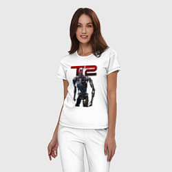 Пижама хлопковая женская Terminator 2 - T800, цвет: белый — фото 2