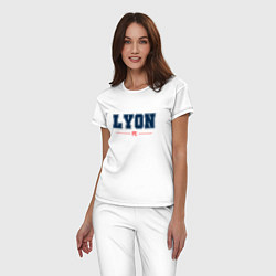 Пижама хлопковая женская Lyon FC Classic, цвет: белый — фото 2