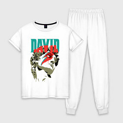 Пижама хлопковая женская Давид Bowie, цвет: белый