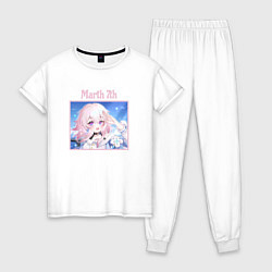 Пижама хлопковая женская Улыбка 7 марты Honkai star rail, цвет: белый