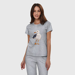 Пижама хлопковая женская Белая чайка, цвет: меланж — фото 2