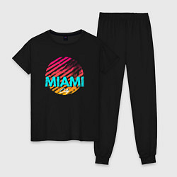 Пижама хлопковая женская Майами Флорида, цвет: черный