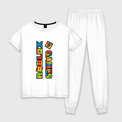Пижама хлопковая женская Roblox Lego Game, цвет: белый