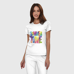 Пижама хлопковая женская Summertime, цвет: белый — фото 2