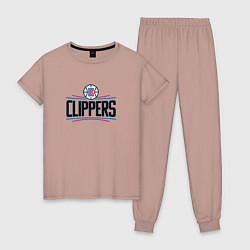 Пижама хлопковая женская Лос-Анджелес Клипперс NBA, цвет: пыльно-розовый