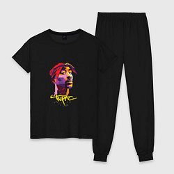 Пижама хлопковая женская Tupac Color, цвет: черный