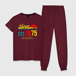 Пижама хлопковая женская Vintage est 1975 Limited Edition, цвет: меланж-бордовый