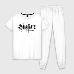 Пижама хлопковая женская Stigmata логотип, цвет: белый