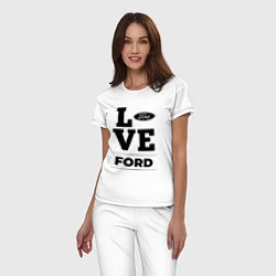 Пижама хлопковая женская Ford Love Classic, цвет: белый — фото 2