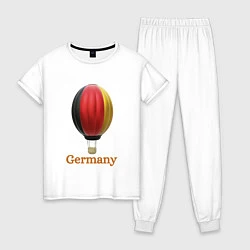 Пижама хлопковая женская 3d aerostat German flag, цвет: белый