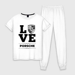 Пижама хлопковая женская Porsche Love Classic, цвет: белый