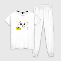 Пижама хлопковая женская Цыпа и медведь, цвет: белый